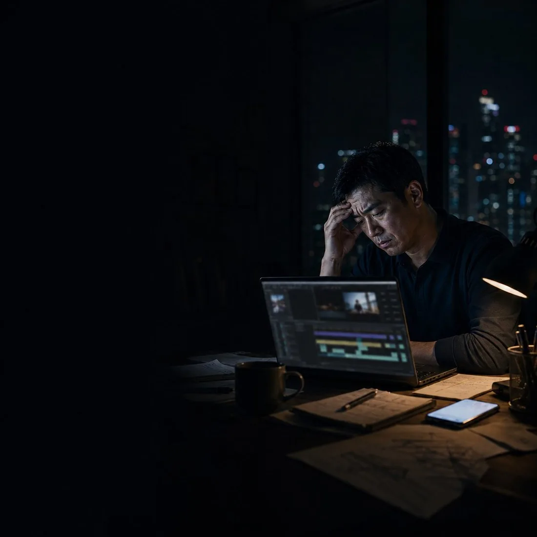 短影音老闆深夜獨自剪片,賺不到錢的流量只是在消耗老闆的生命與本業